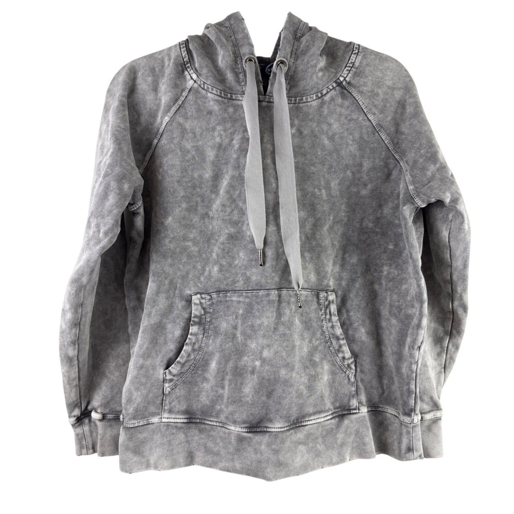 Scoop Gray Acid Wash Raglan Pullover Hoodie Vintage Grunge Distressed Small